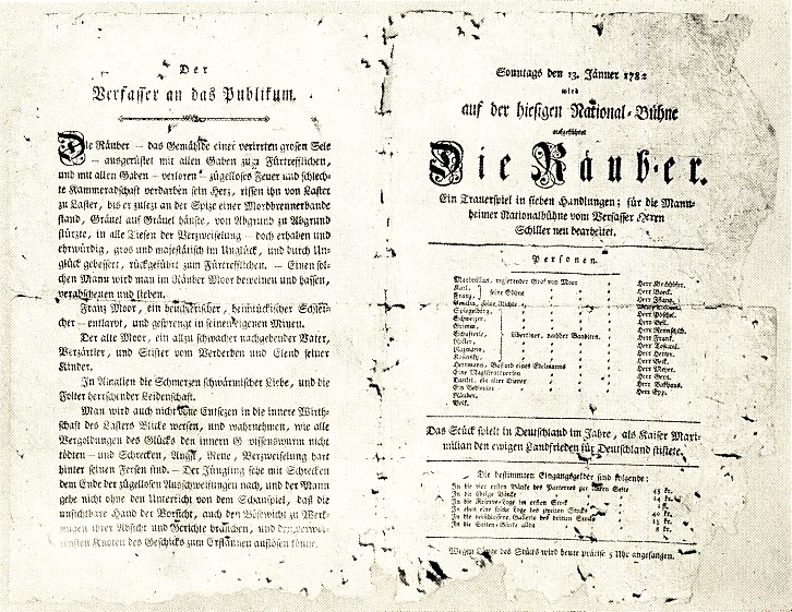 Uraufführung Die Räuber 1782